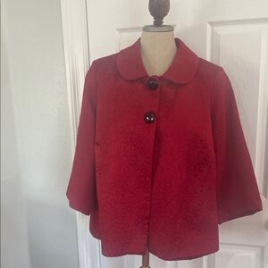 Custom-made Red swing Jacket cropped blazer textured 3/4 sleeve coat women’s L